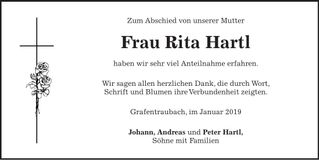 Traueranzeige Rita Hartl
