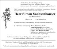 Traueranzeige Simon Sachsenhauser