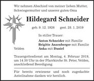 Traueranzeige Hildegard Schneider