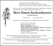 Traueranzeige Simon Sachsenhauser