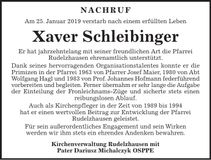 Traueranzeige Xaver Schleibinger