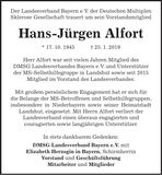 Traueranzeige Hans-Jürgen Alfort
