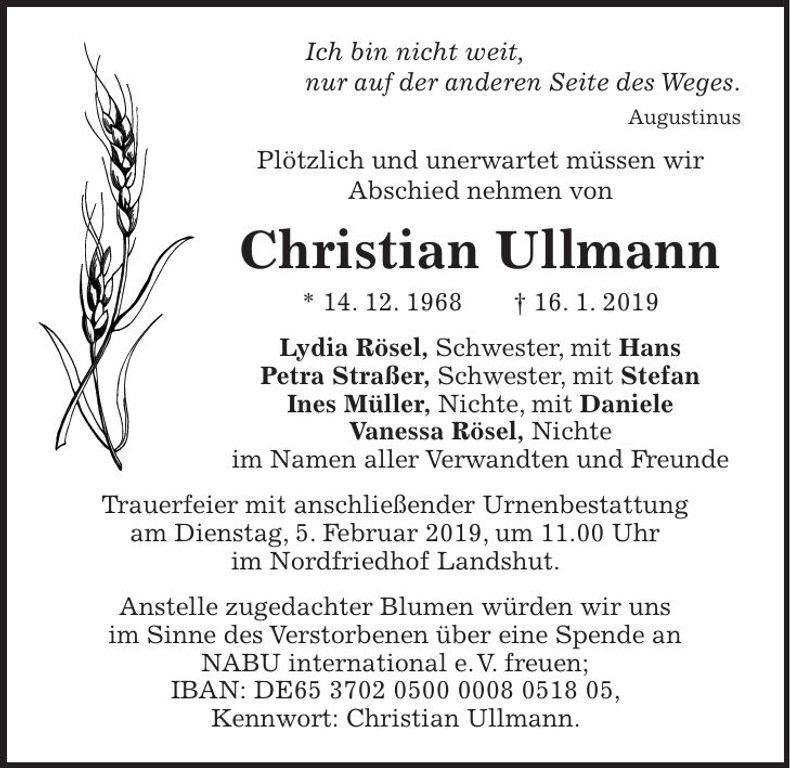 Traueranzeige Christian Ullmann