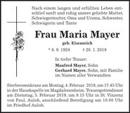 Traueranzeige Maria Mayer