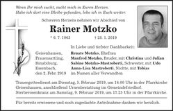 Traueranzeige Rainer Motzko