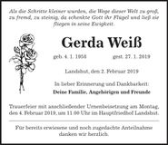 Traueranzeige Gerda Weiß