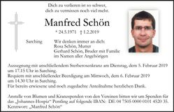 Traueranzeige Manfred Schön