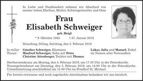 Traueranzeige Elisabeth Schweiger