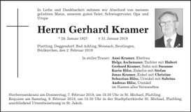 Traueranzeige Gerhard Kramer