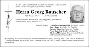 Traueranzeige Georg Rauscher