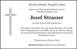 Traueranzeige Josef Strasser