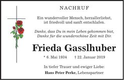 Traueranzeige Frieda Gasslhuber