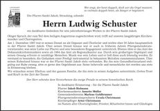 Traueranzeige Ludwig Schuster