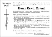 Traueranzeige Erwin Brand