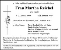 Traueranzeige Martha Reichel