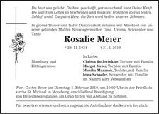 Traueranzeige Rosalie Meier