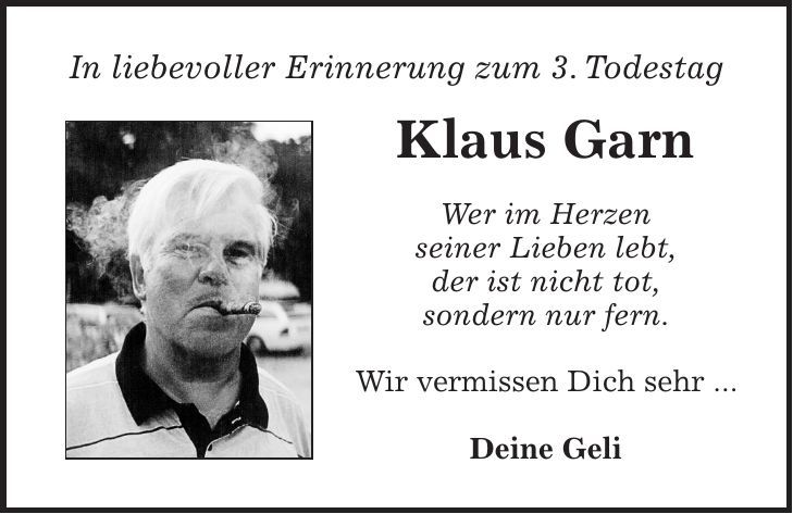 Traueranzeige Klaus Gern