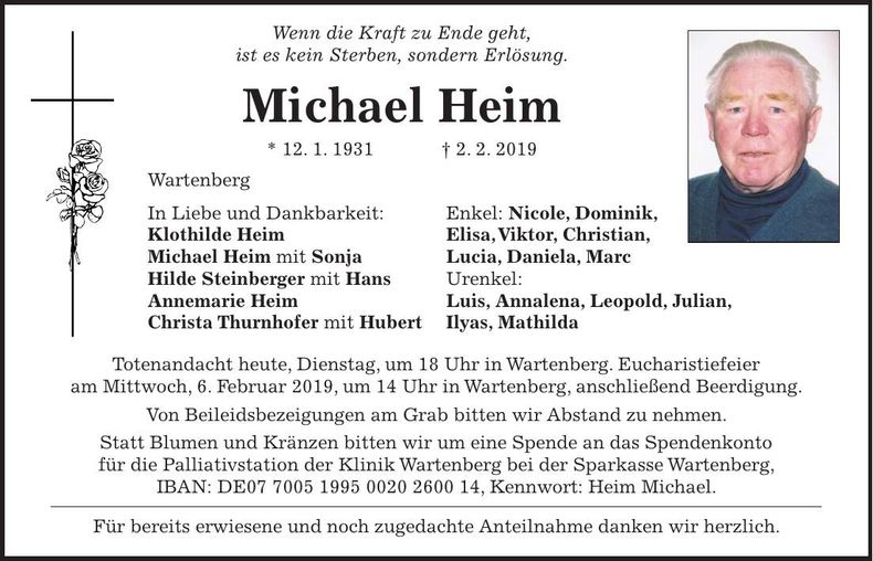 Traueranzeige Michael Heim