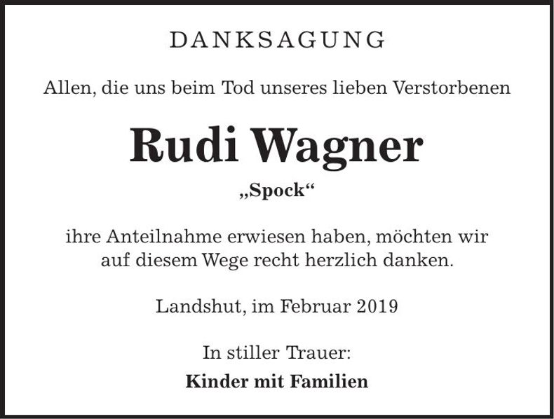 Traueranzeige Rudi Wagner