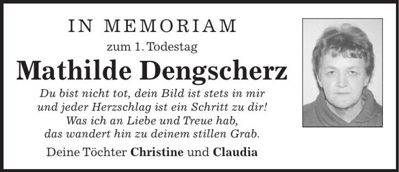 Traueranzeige Mathilde Dengscherz