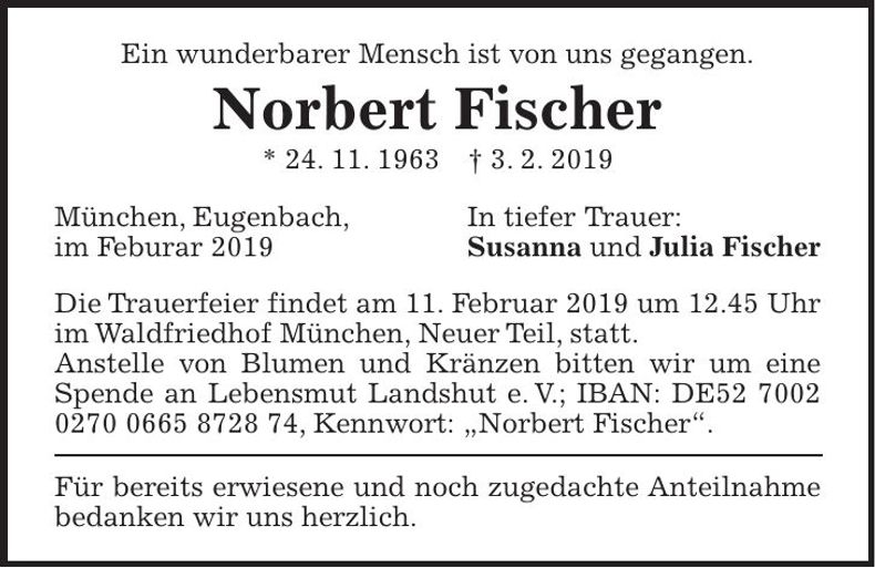 Traueranzeige Norbert Fischer