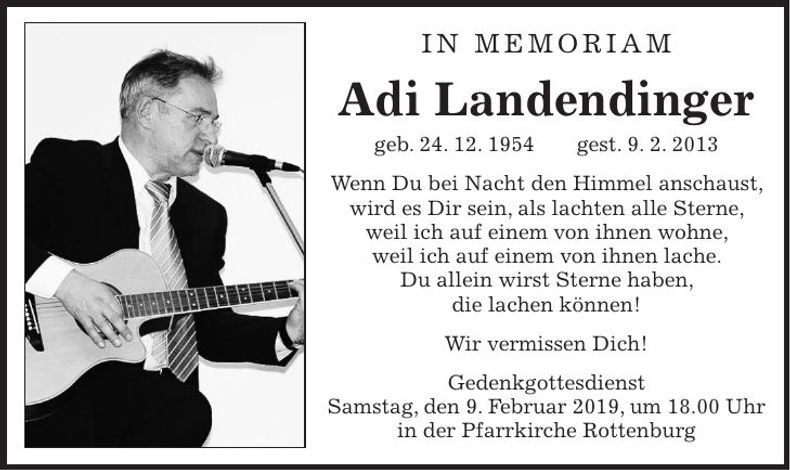 Traueranzeige Adolf Landendinger