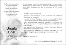 Traueranzeige Ursula Gösl