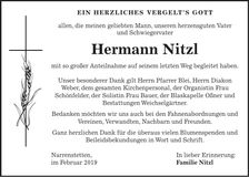 Traueranzeige Hermann Nitzl