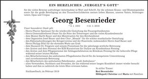 Traueranzeige Georg Besenrieder