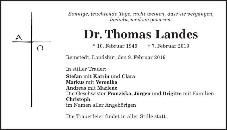 Traueranzeige Thomas Landes