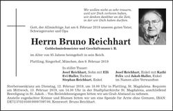 Traueranzeige Bruno Reichhart