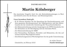 Traueranzeige Martin Kölnberger