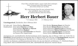 Traueranzeige Herbert Bauer
