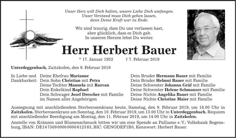 Traueranzeige Herbert Bauer