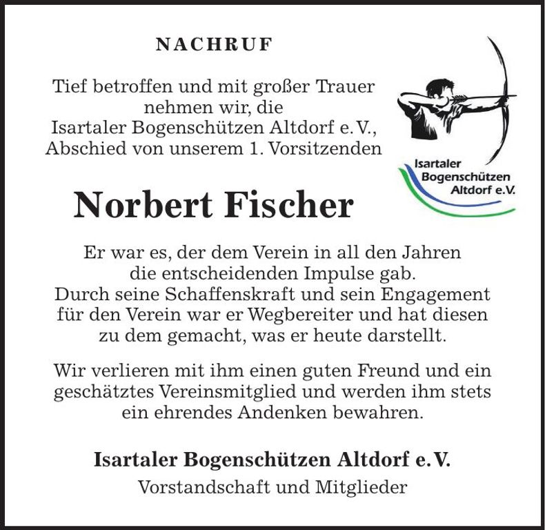 Traueranzeige Norbert Fischer
