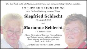 Traueranzeige Marianne und Siegfried Schlecht