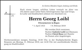 Traueranzeige Georg Loibl