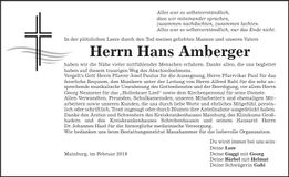 Traueranzeige Hans Amberger