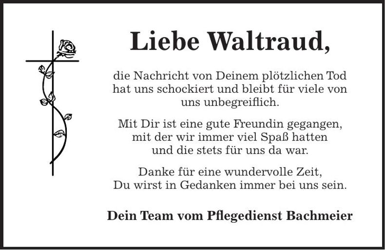 Traueranzeige Waltraud Bachmeier