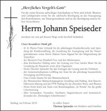 Traueranzeige Johann Speiseder