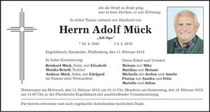 Traueranzeige Adolf Mück