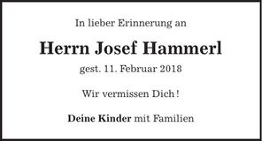 Traueranzeige Josef Hammerl
