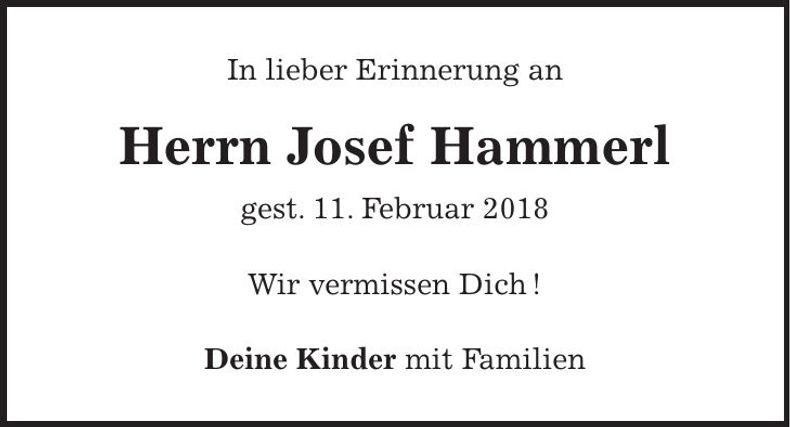 Traueranzeige Josef Hammerl