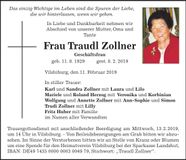 Traueranzeige Traudl Zollner