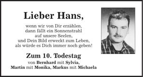 Traueranzeige Hans Fleischmann