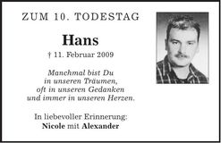 Traueranzeige Hans Fleischmann