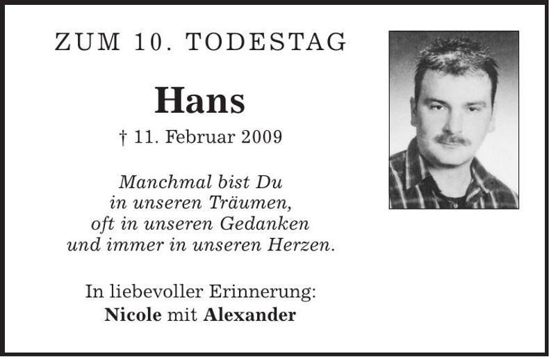 Traueranzeige Hans Fleischmann