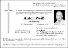 Traueranzeige Anton Weiß
