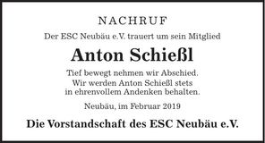 Traueranzeige Anton Schießl