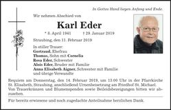 Traueranzeige Karl Eder